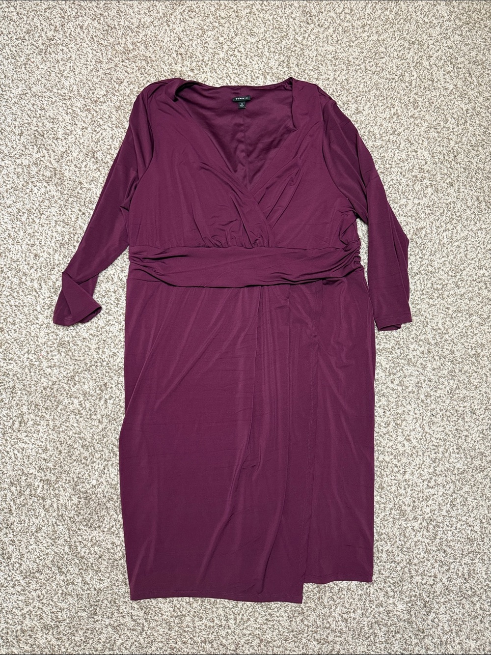 torrid Plum Wrap-Style Long Sleeve Midi Dress